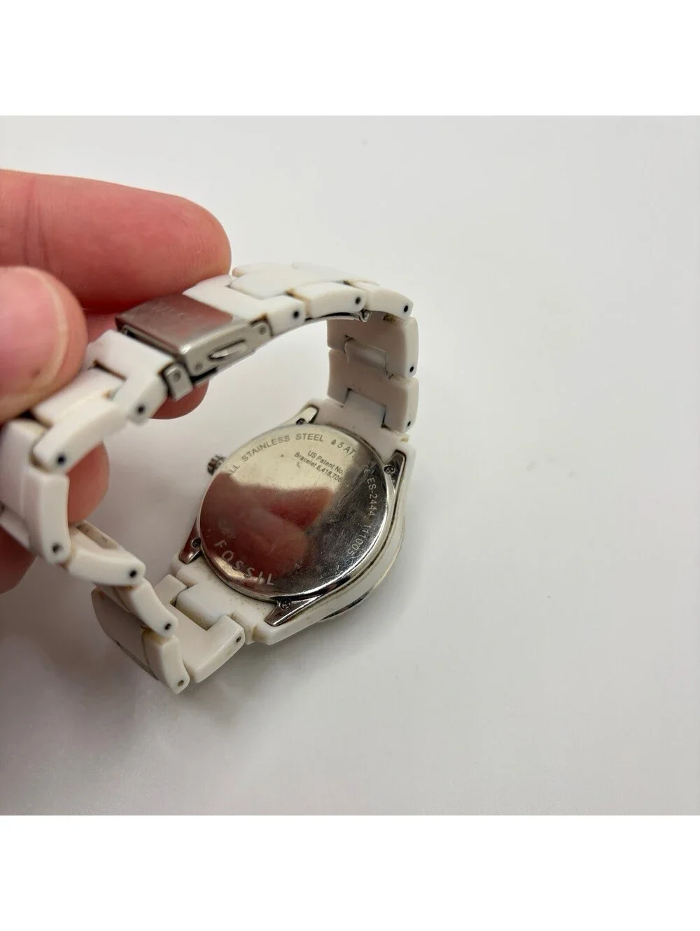 Fossil ES-2444 Women’s Bracelet Wristwatch Crystal Bezel Working New Battery